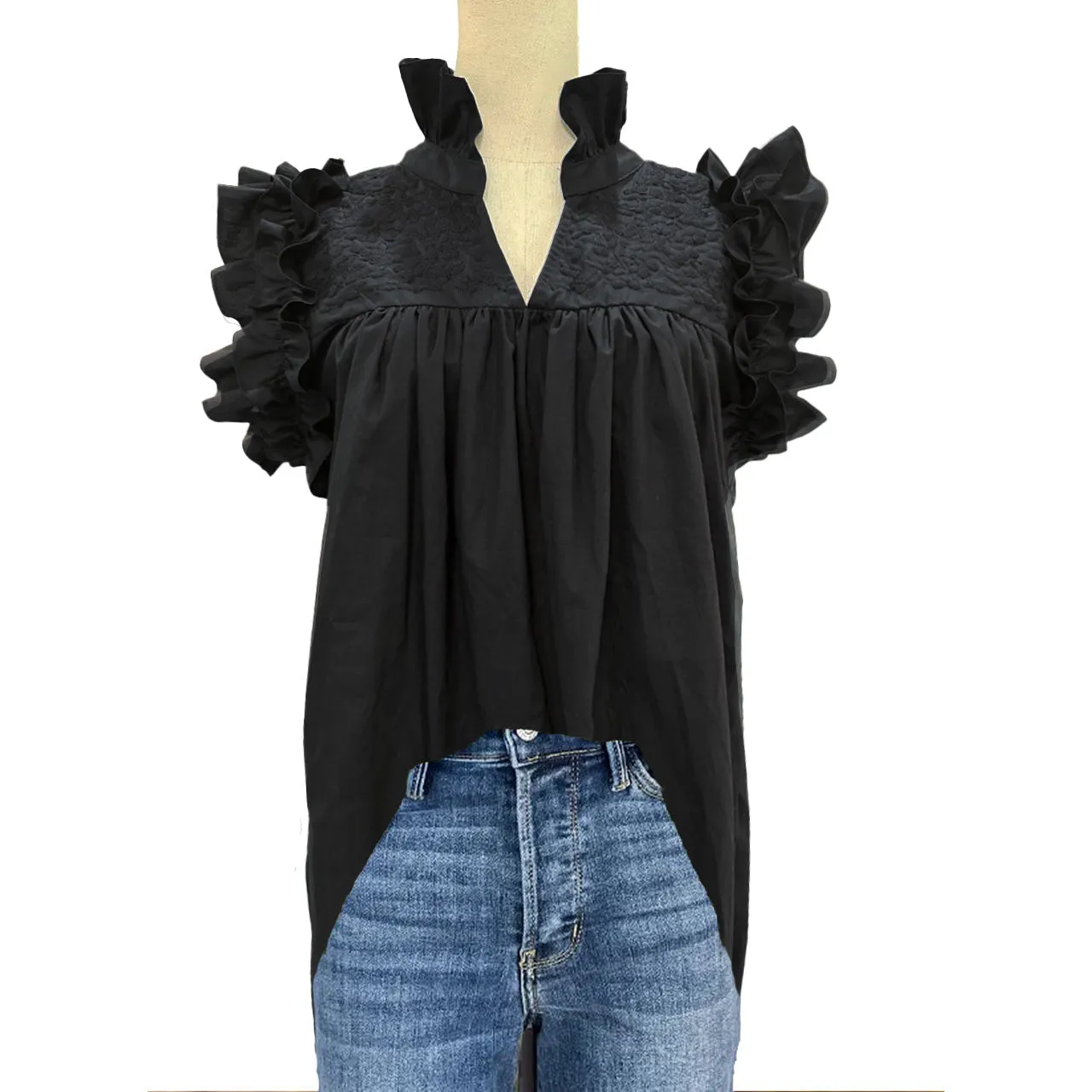 Double Black Hummingbird Blouse