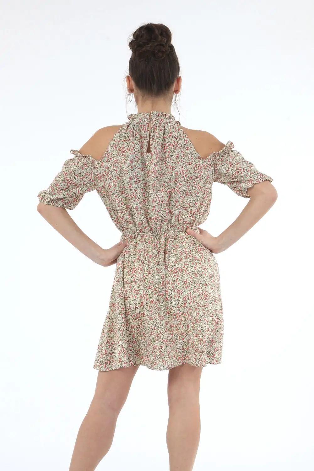 Double Second Cold Shoulder Floral Dress