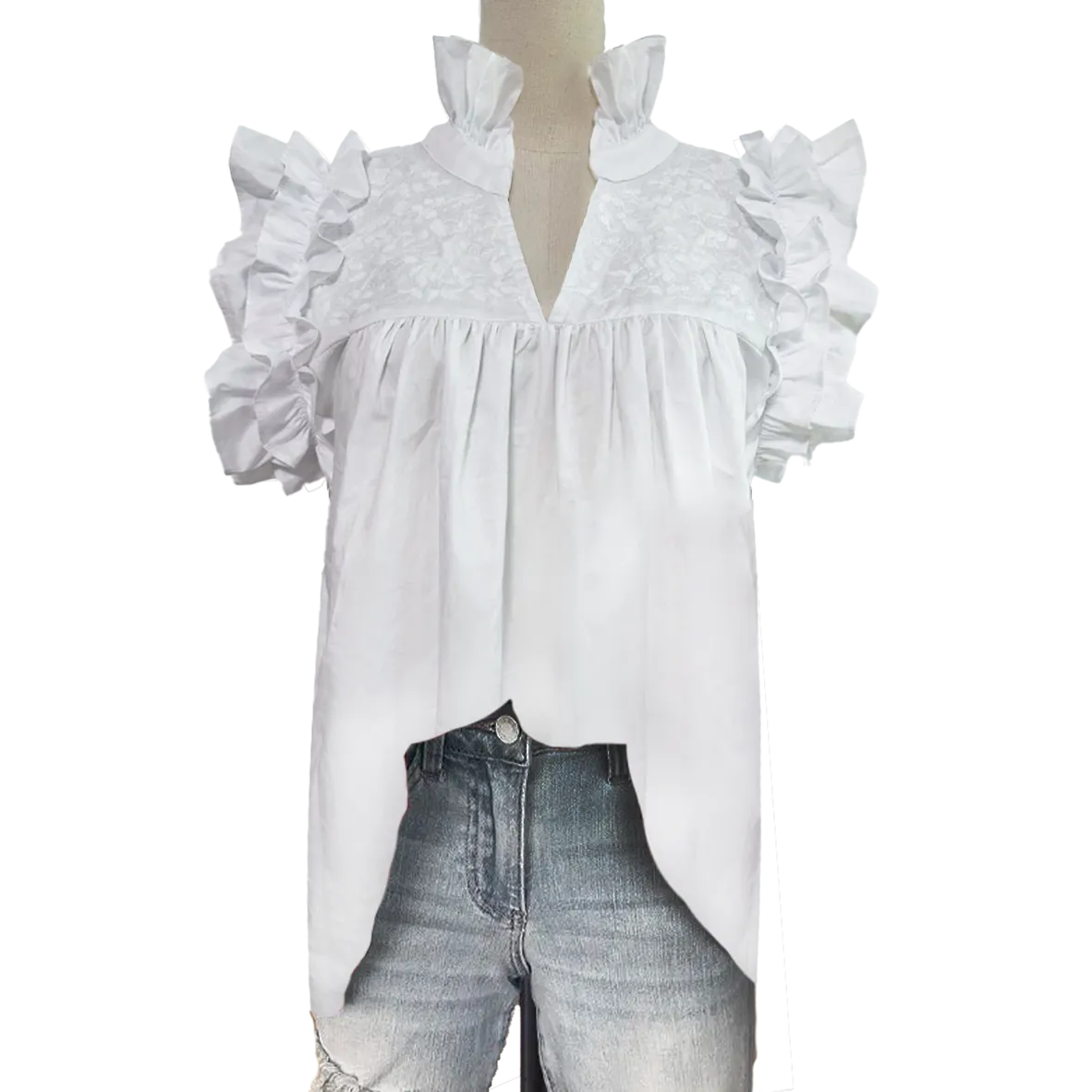 Double White Hummingbird Blouse