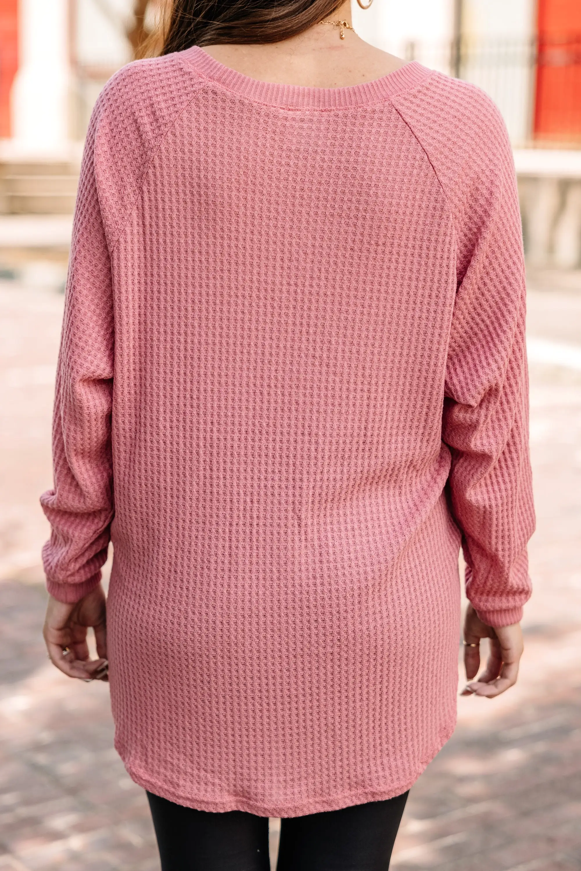 Easy Like Sunday Mauve Pink Waffle Tunic