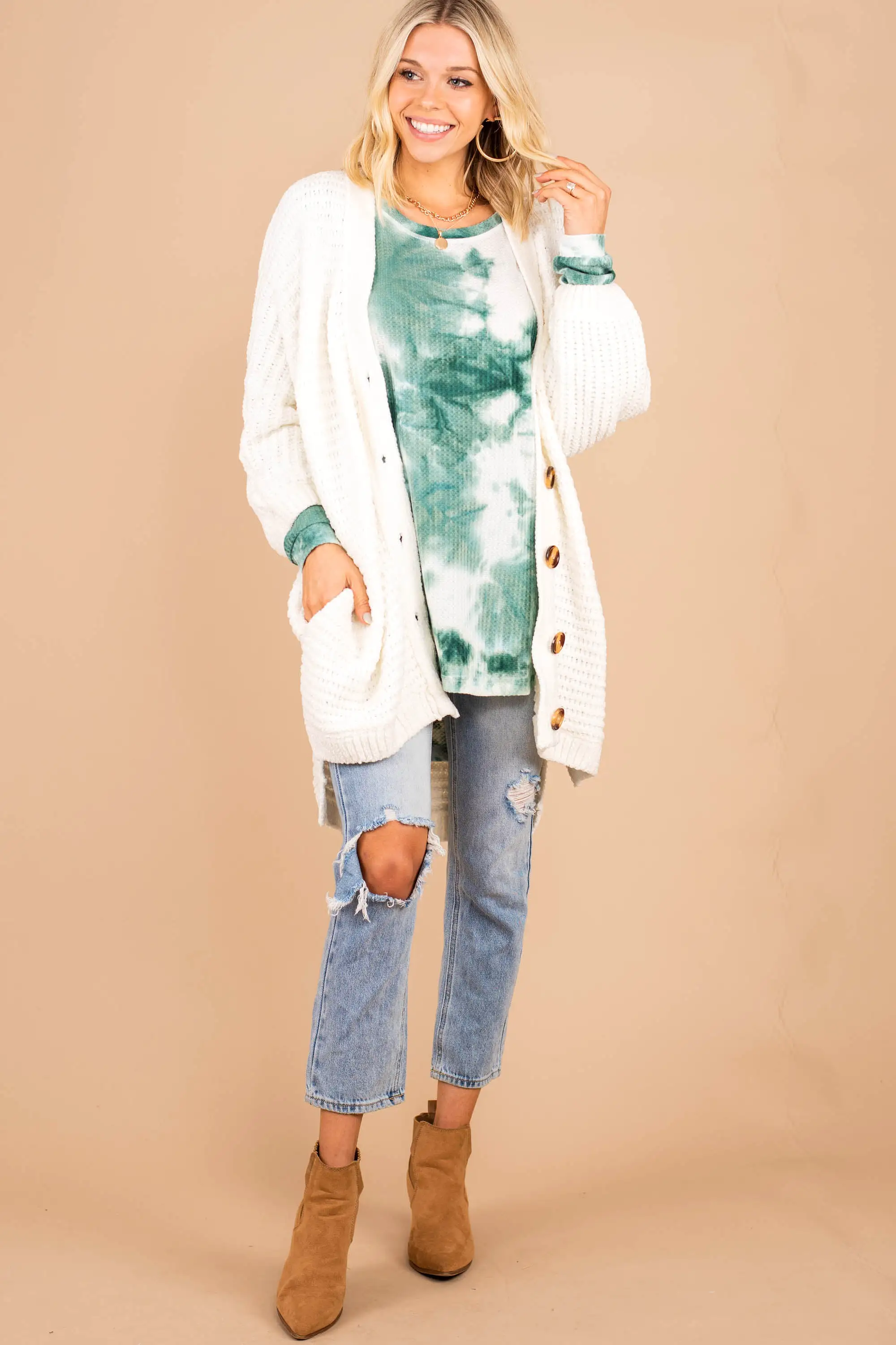 Easy Like Sunday Olive Green Tie Dye Tunic