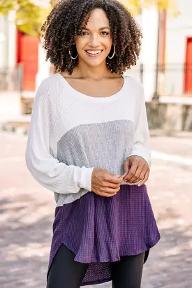 Easy Like Sunday Purple Colorblock Waffle Tunic