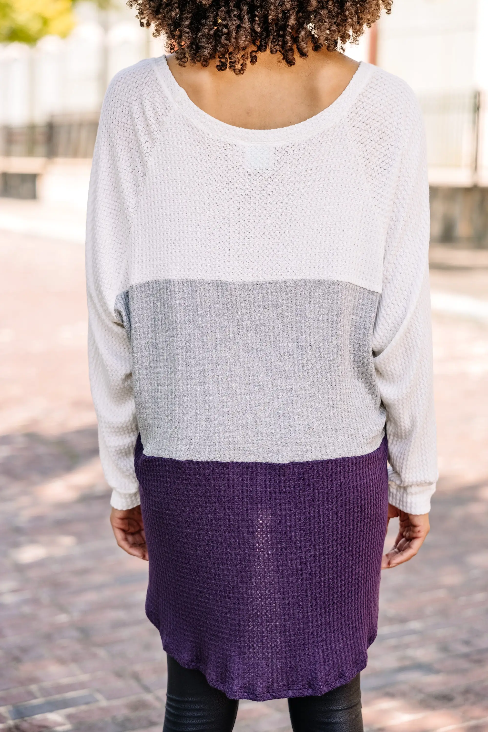 Easy Like Sunday Purple Colorblock Waffle Tunic