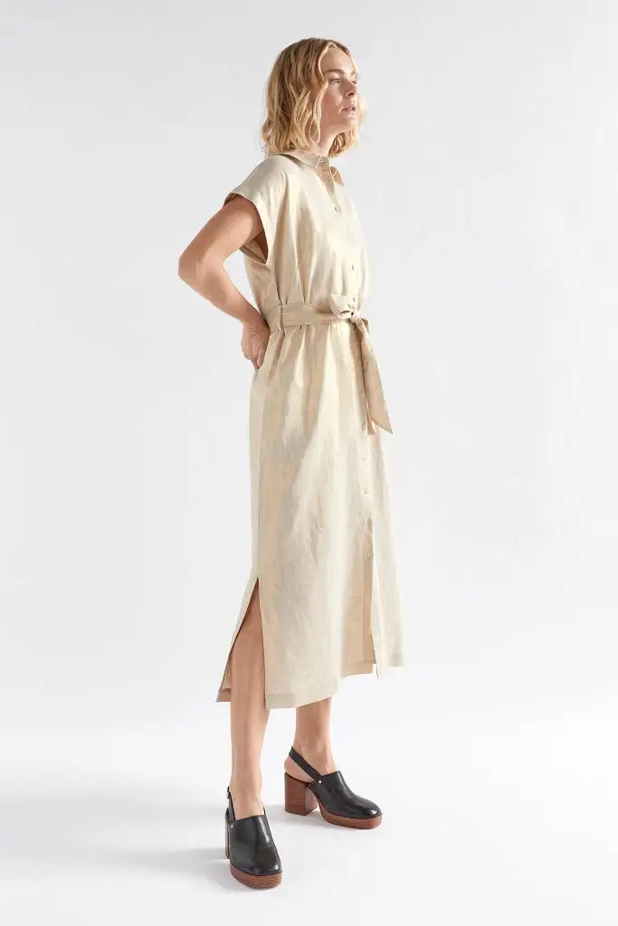 Elk The Label - Metalen Shirt Dress - Gold Linen