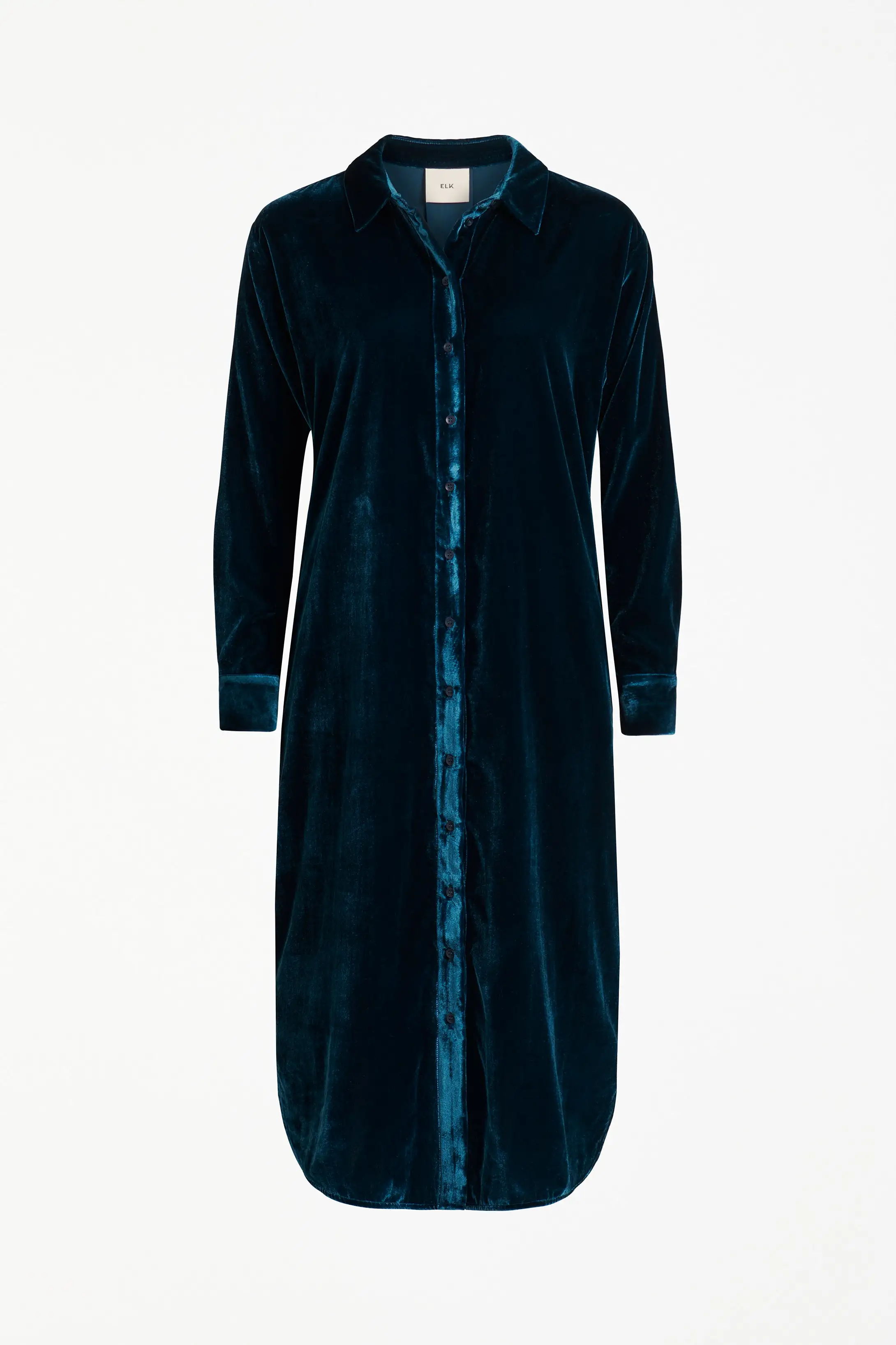 Elk The Label - Suuri Velvet Shirt Dress - Teal