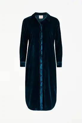 Elk The Label - Suuri Velvet Shirt Dress - Teal