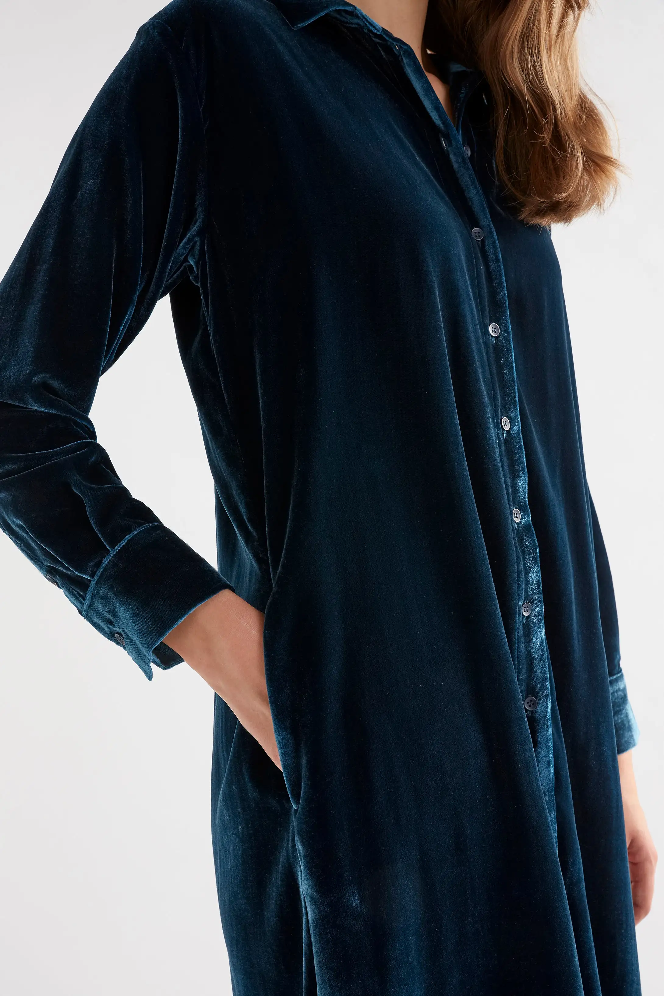 Elk The Label - Suuri Velvet Shirt Dress - Teal