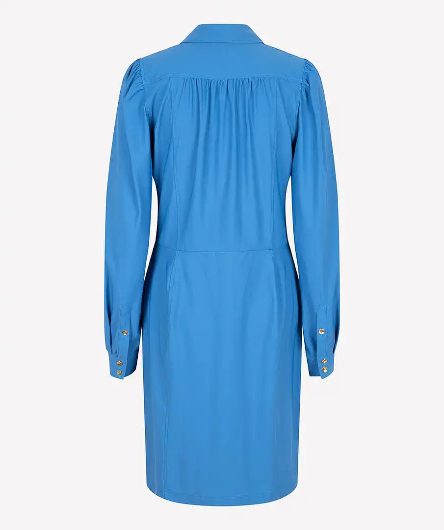 Esqualo Puff Sleeve Shirt Dress in Blue- SP2305016