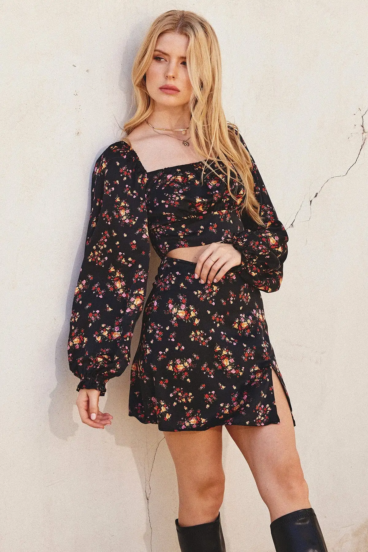 Fall Floral Mini Skirt