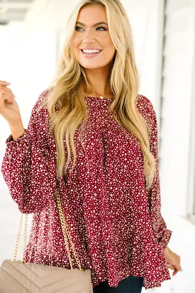 Feeling Blessed Burgundy Red Ditsy Leopard Tunic