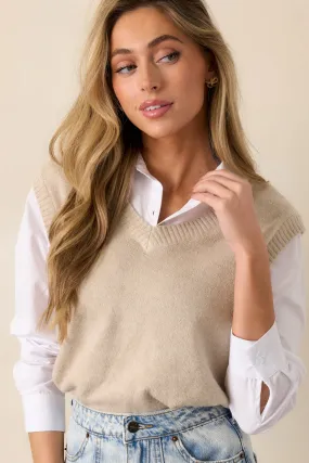 Feeling Special Beige Mock Layered Sweater