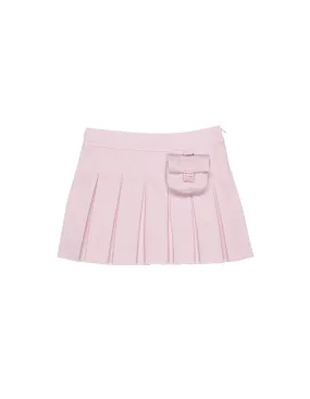 FENDI KIDS Pink Pleated Mini Skirt With Logo