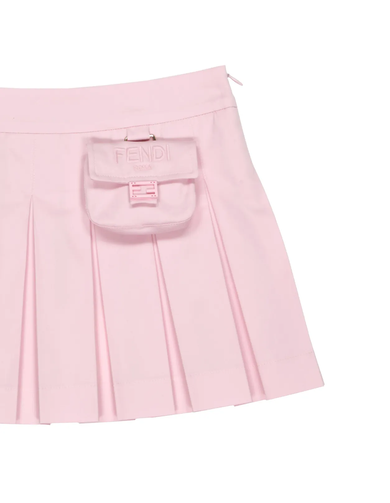 FENDI KIDS Pink Pleated Mini Skirt With Logo