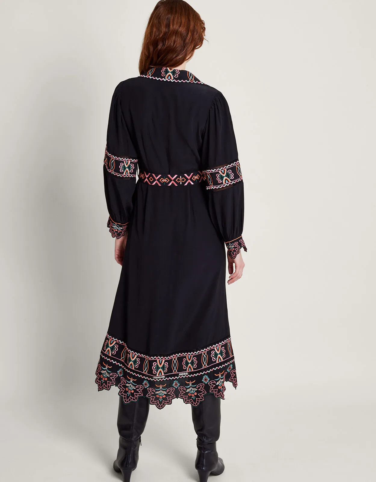 Fifi Embroidered Shirt Dress Black