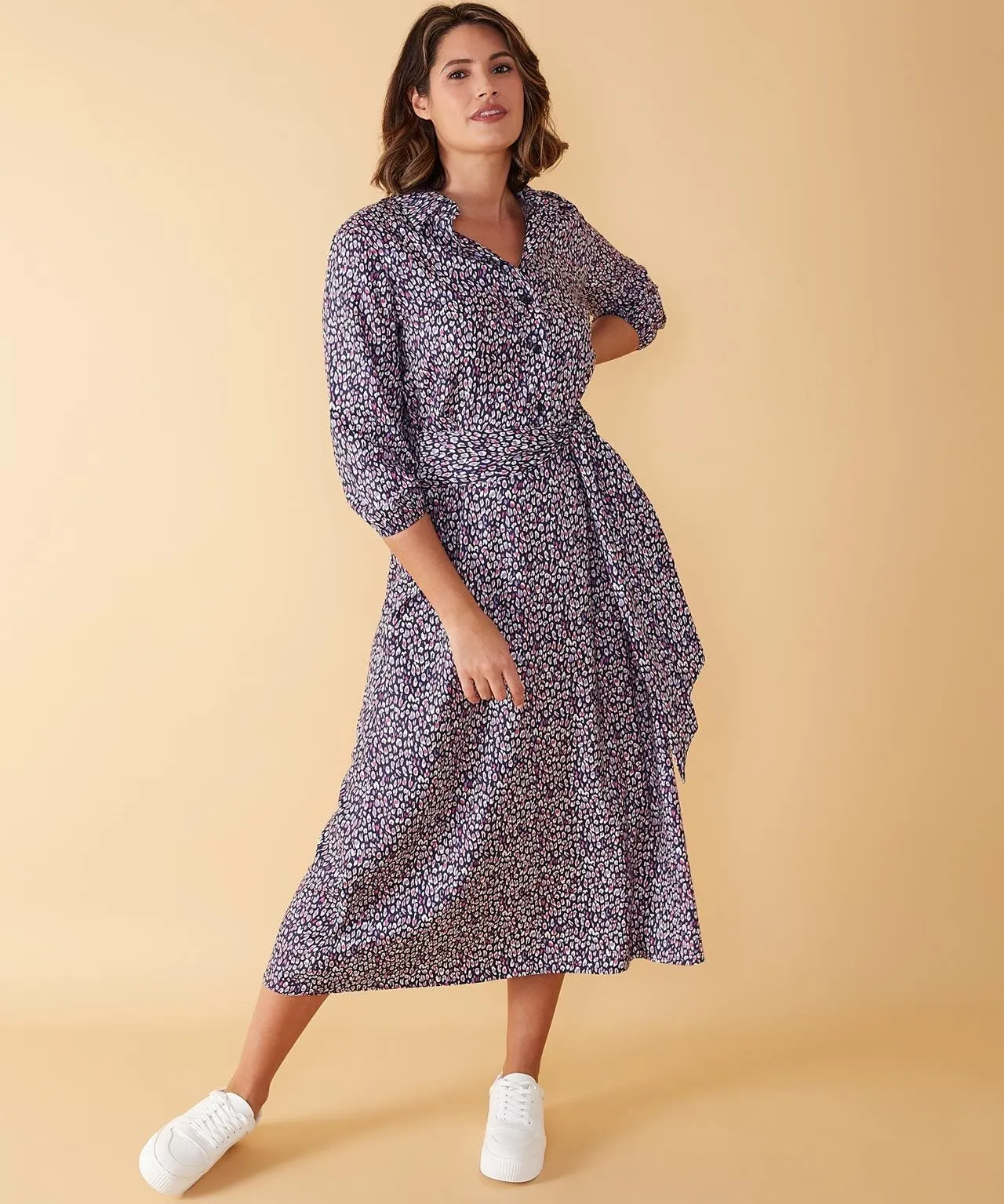 First Avenue Print Midi Shirt Dress