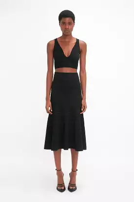 Fit And Flare Midi Skirt In Black