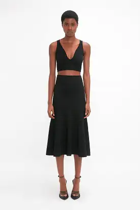 Fit And Flare Midi Skirt In Black