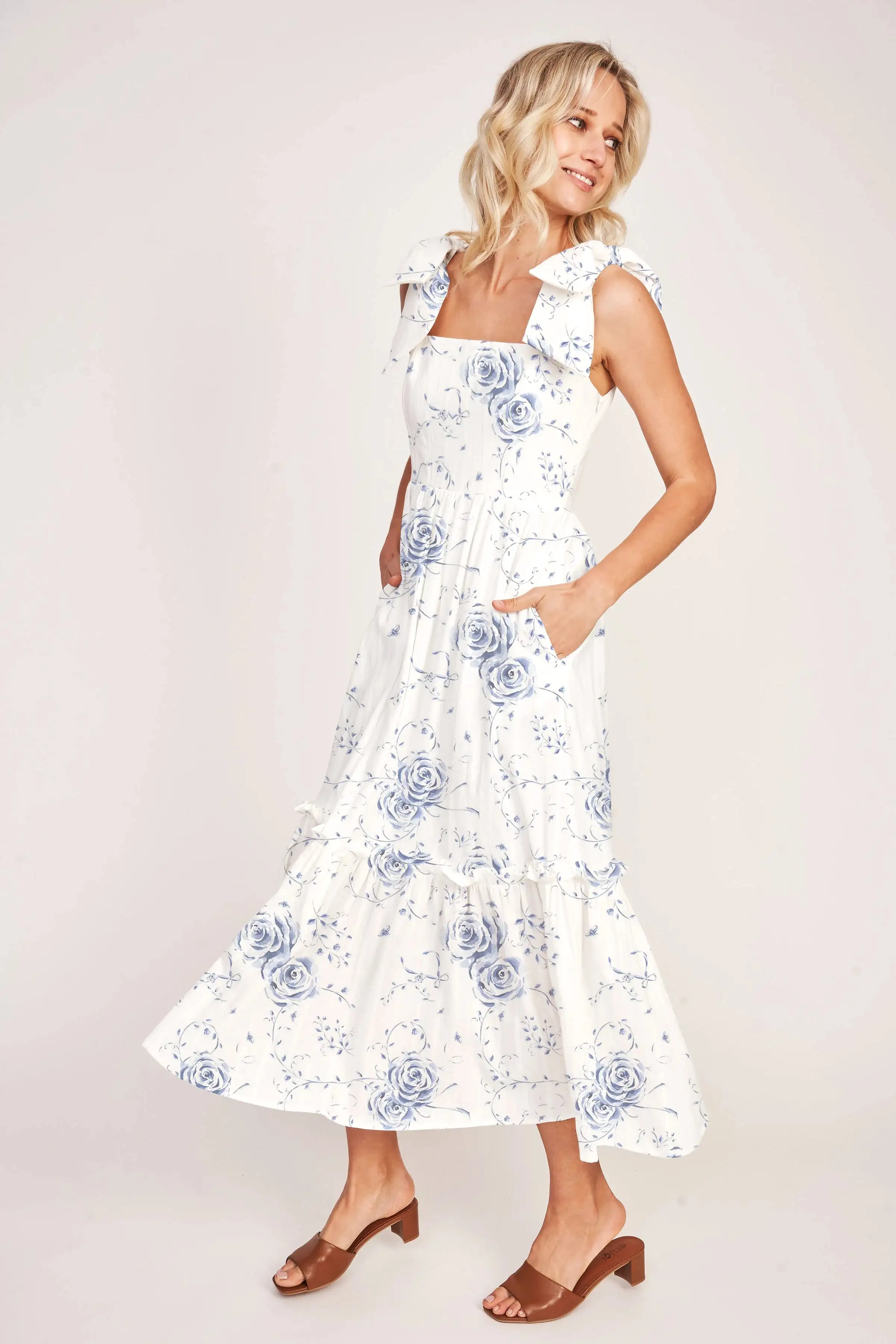 Floraison Lane - The Elizabeth Dress - Blue Heirloom