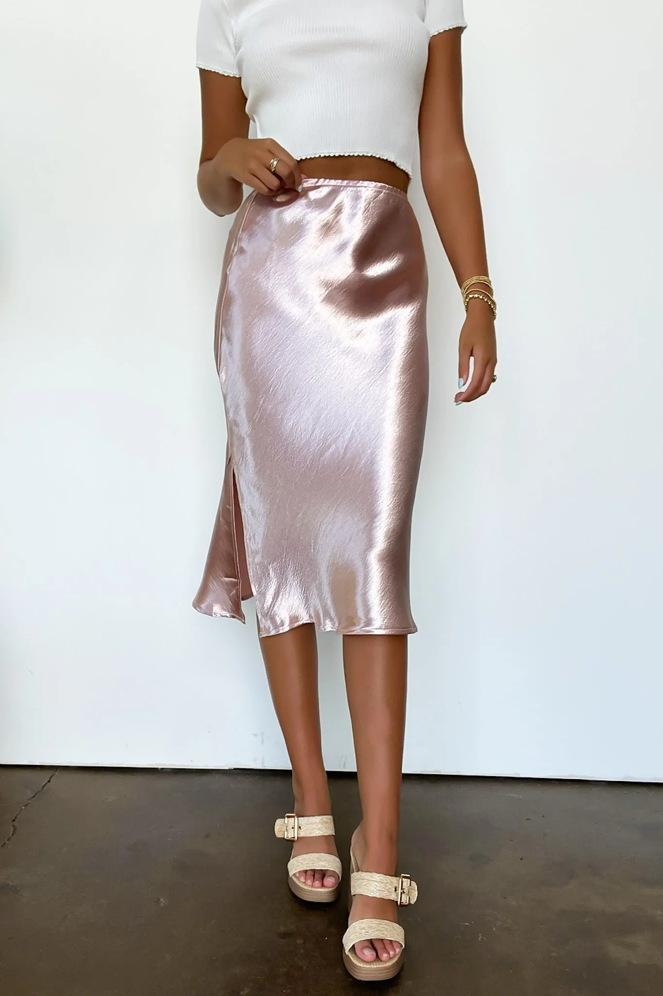 Forever Timeless Satin Midi Skirt