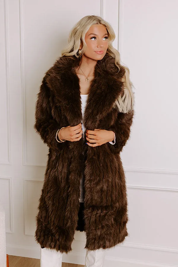 Gala Nights Faux Fur Coat In Chestnut