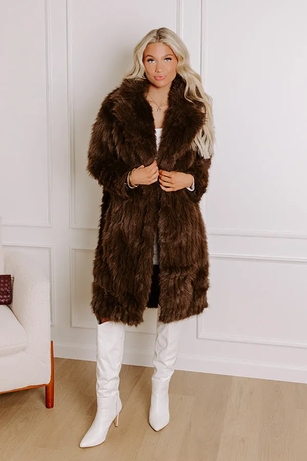 Gala Nights Faux Fur Coat In Chestnut