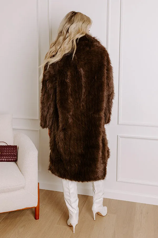 Gala Nights Faux Fur Coat In Chestnut