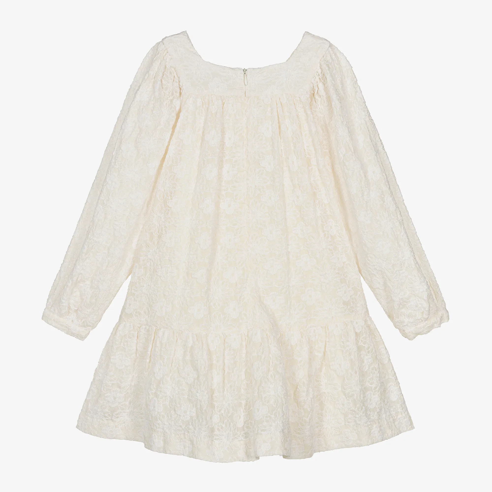 Girls Ivory Cotton Floral Dress