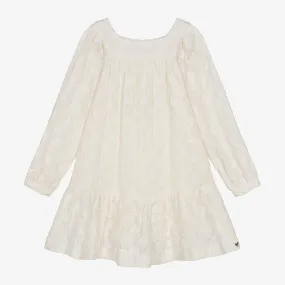 Girls Ivory Cotton Floral Dress