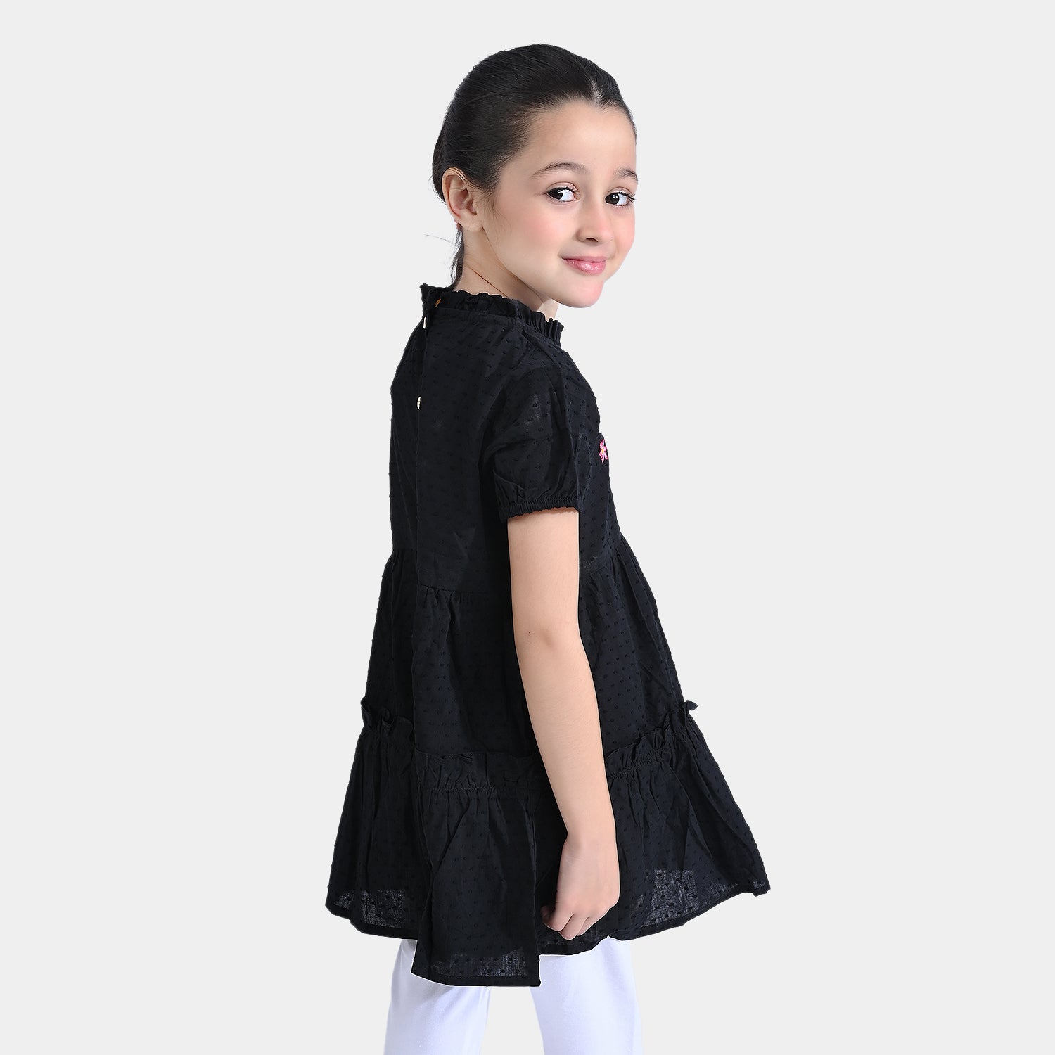 Girls Jacquard Frock-BLACK