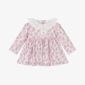 Girls Pink Cotton Floral Dress