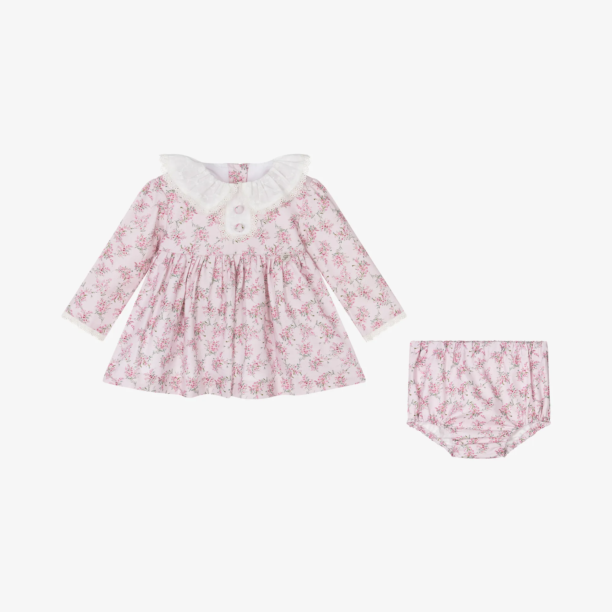 Girls Pink Cotton Floral Dress