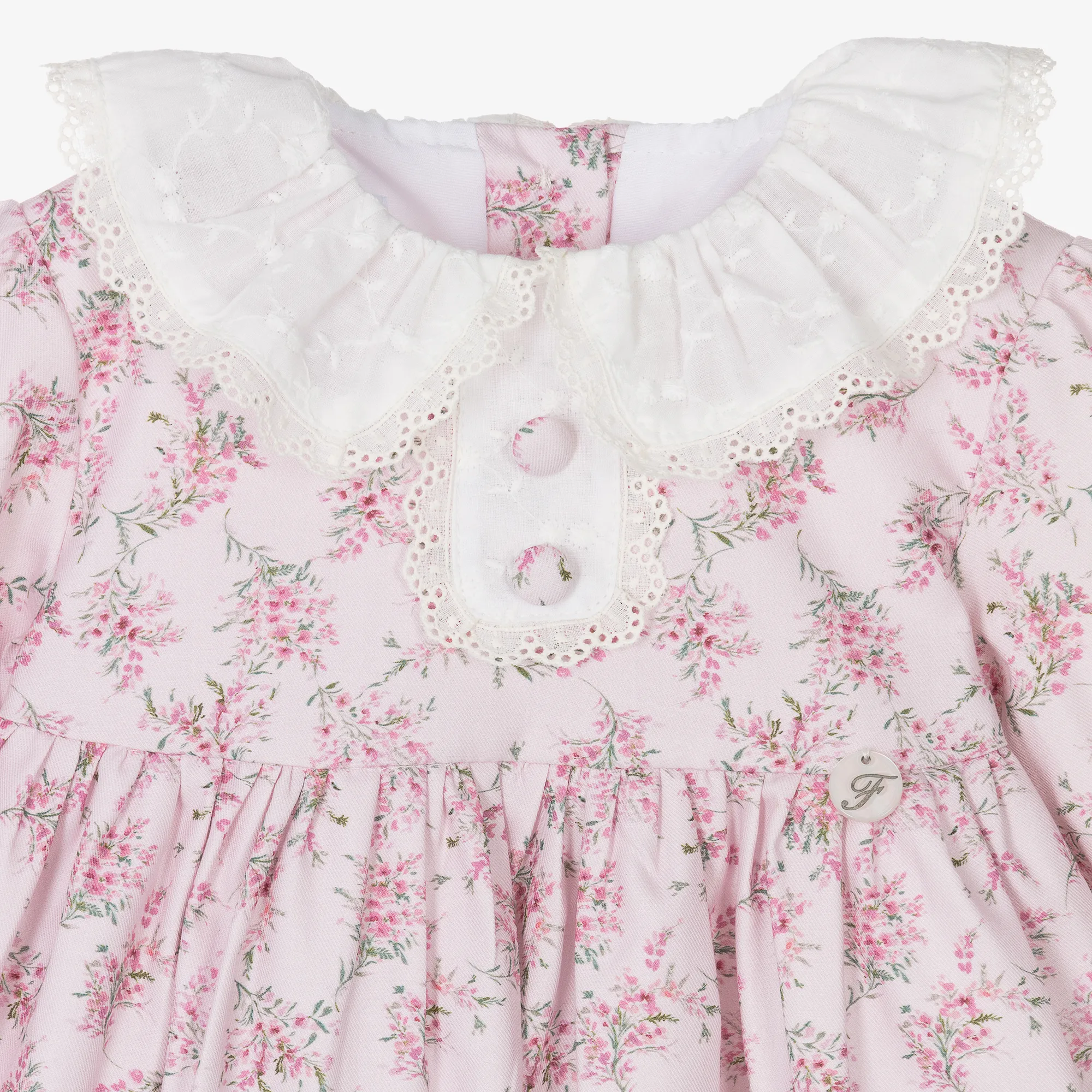 Girls Pink Cotton Floral Dress