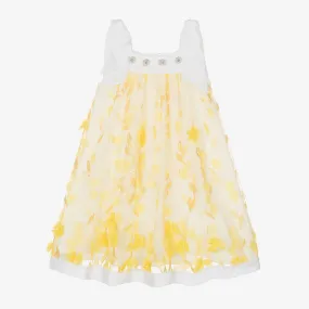 Girls Yellow Embroidered Floral Dress