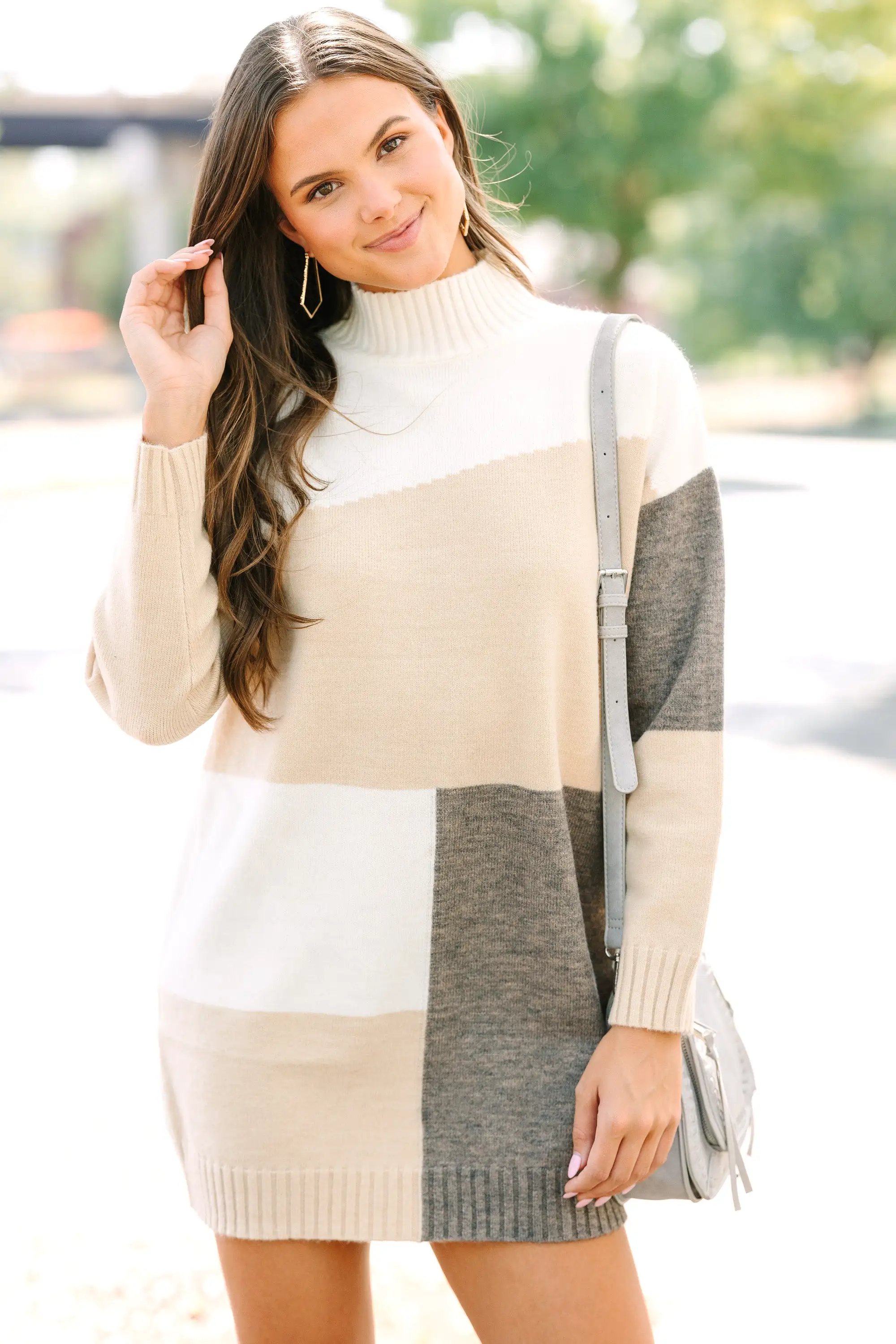 Good News Natural White Colorblock Tunic Sweater