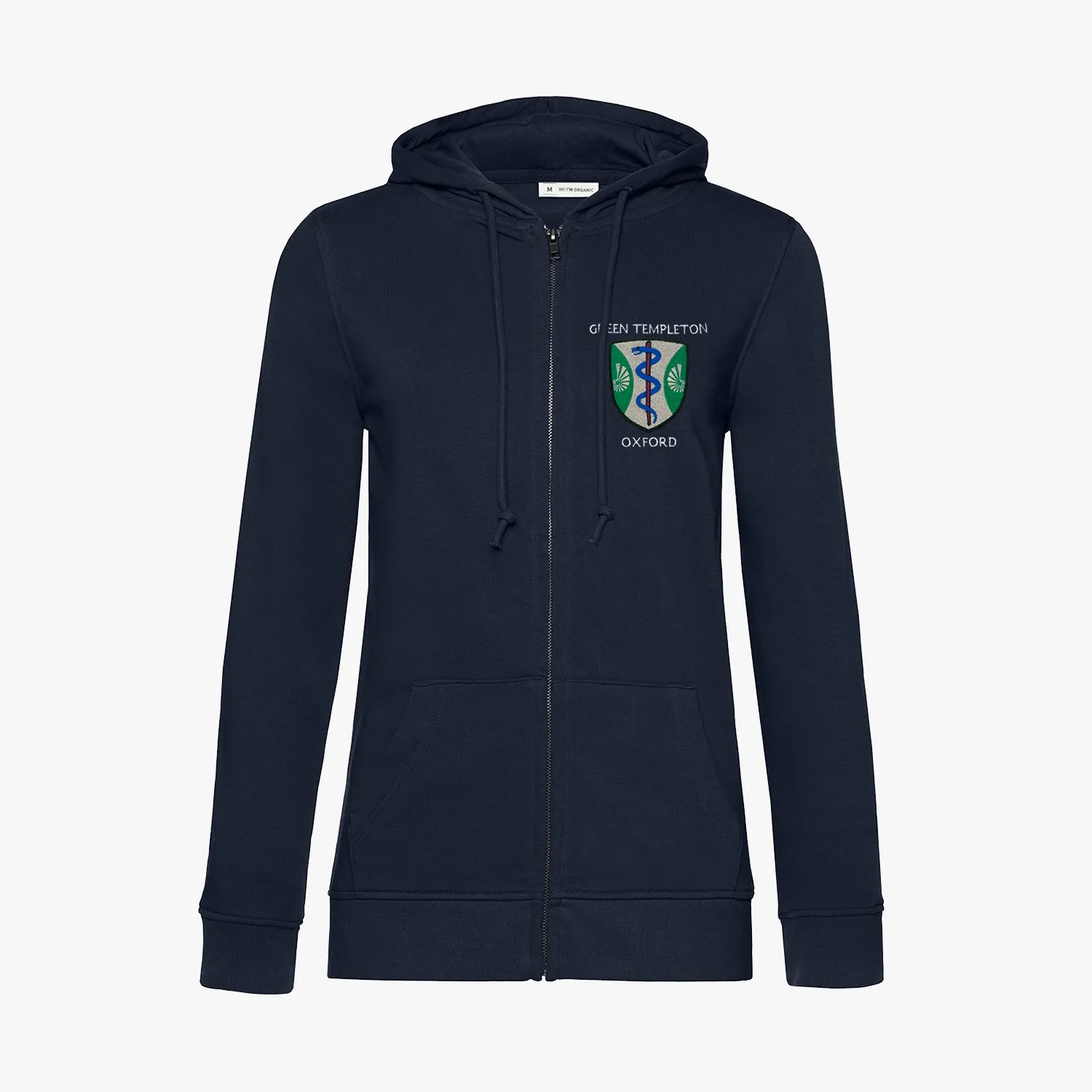 Green Templeton College Ladies Organic Embroidered Zip Hoodie