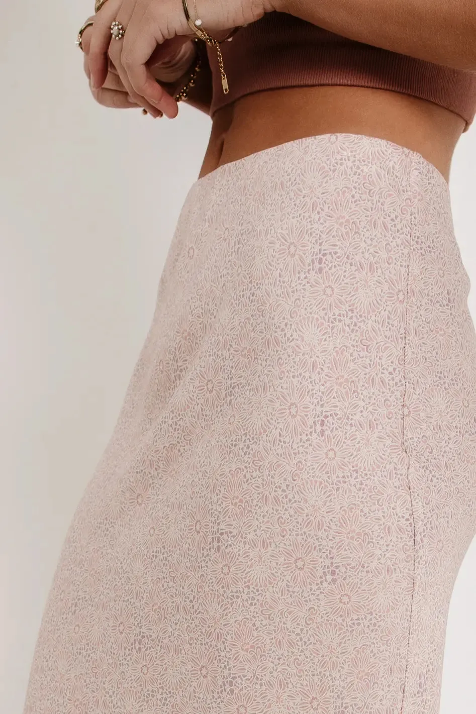 Haley Floral Midi Skirt in Pink - FINAL SALE