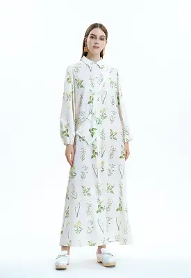 Herbarium Floral Dress With Fixed Pouch