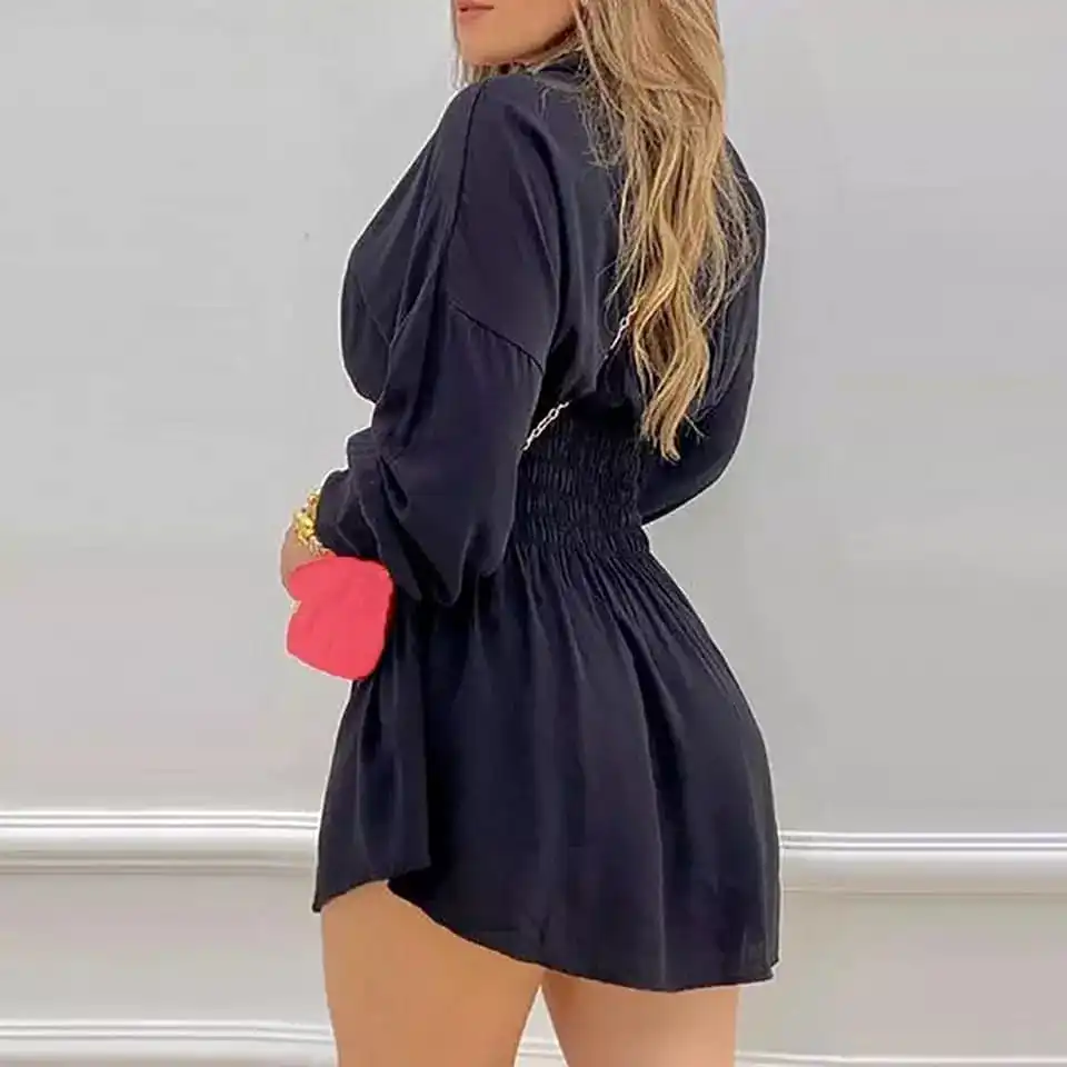 High Waist Slim Mini Shirt Dress