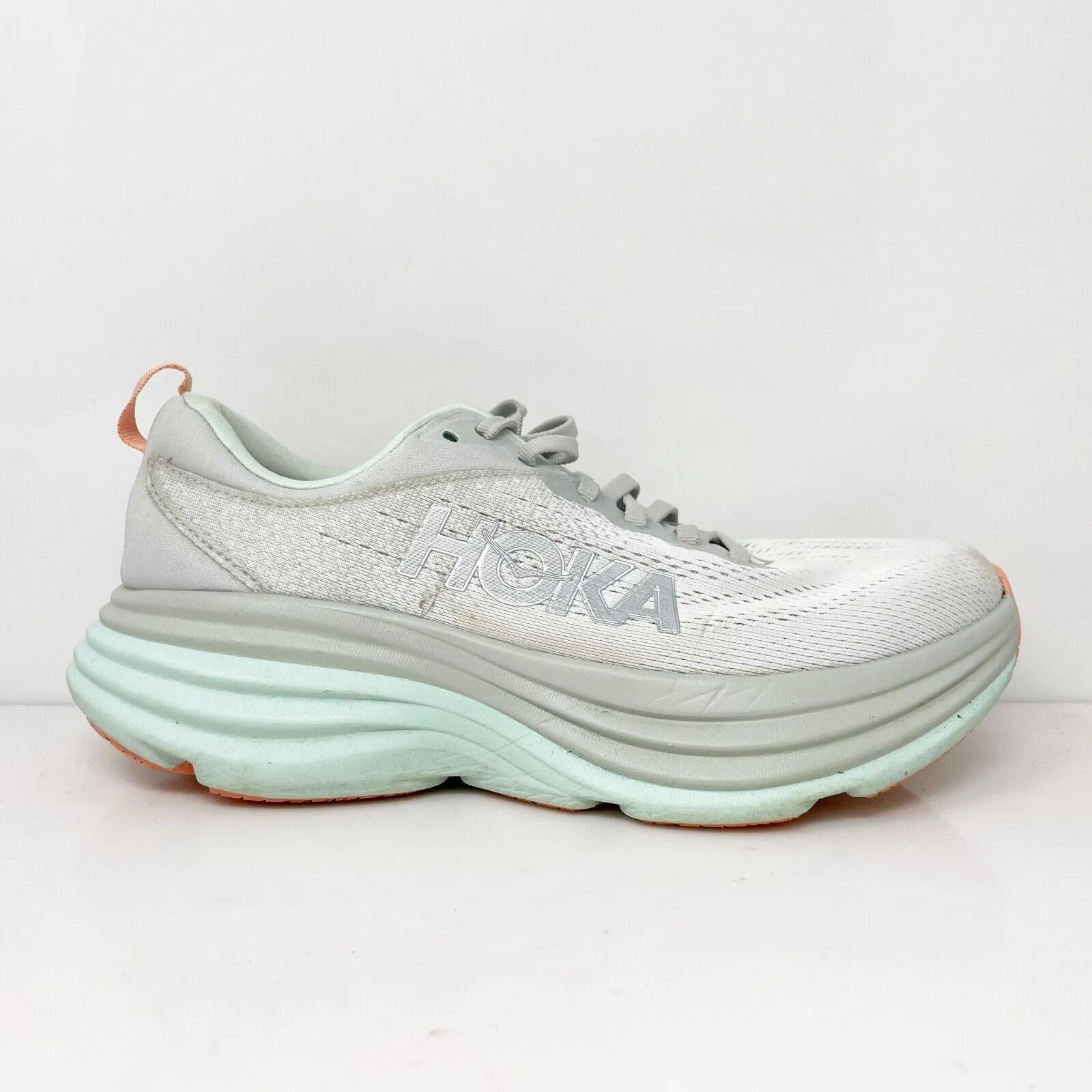 Hoka One One Womens Bondi 8 1127952 SQB White Running Shoes Sneakers Size 8.5 B