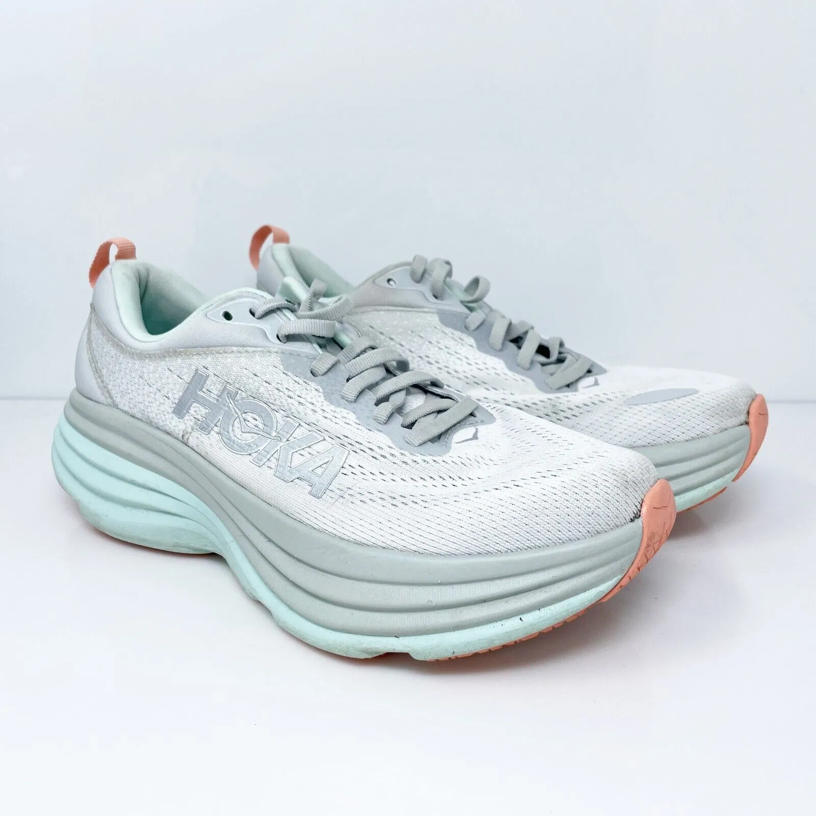 Hoka One One Womens Bondi 8 1127952 SQB White Running Shoes Sneakers Size 8.5 B