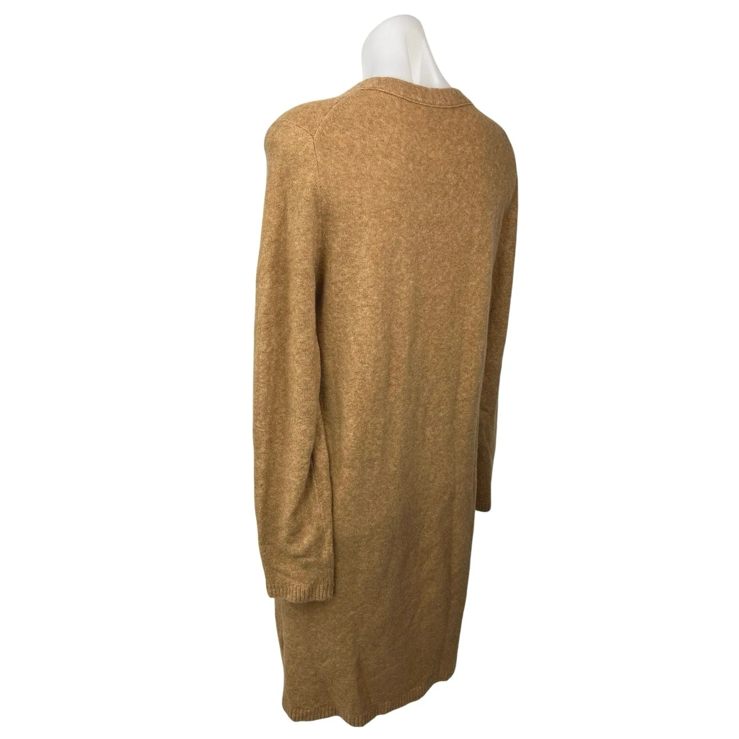 J.Crew Brown Wool Knit Crew Neck Long Sleeve Pull On Tunic Sweater Dress Size M