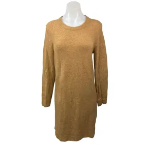 J.Crew Brown Wool Knit Crew Neck Long Sleeve Pull On Tunic Sweater Dress Size M