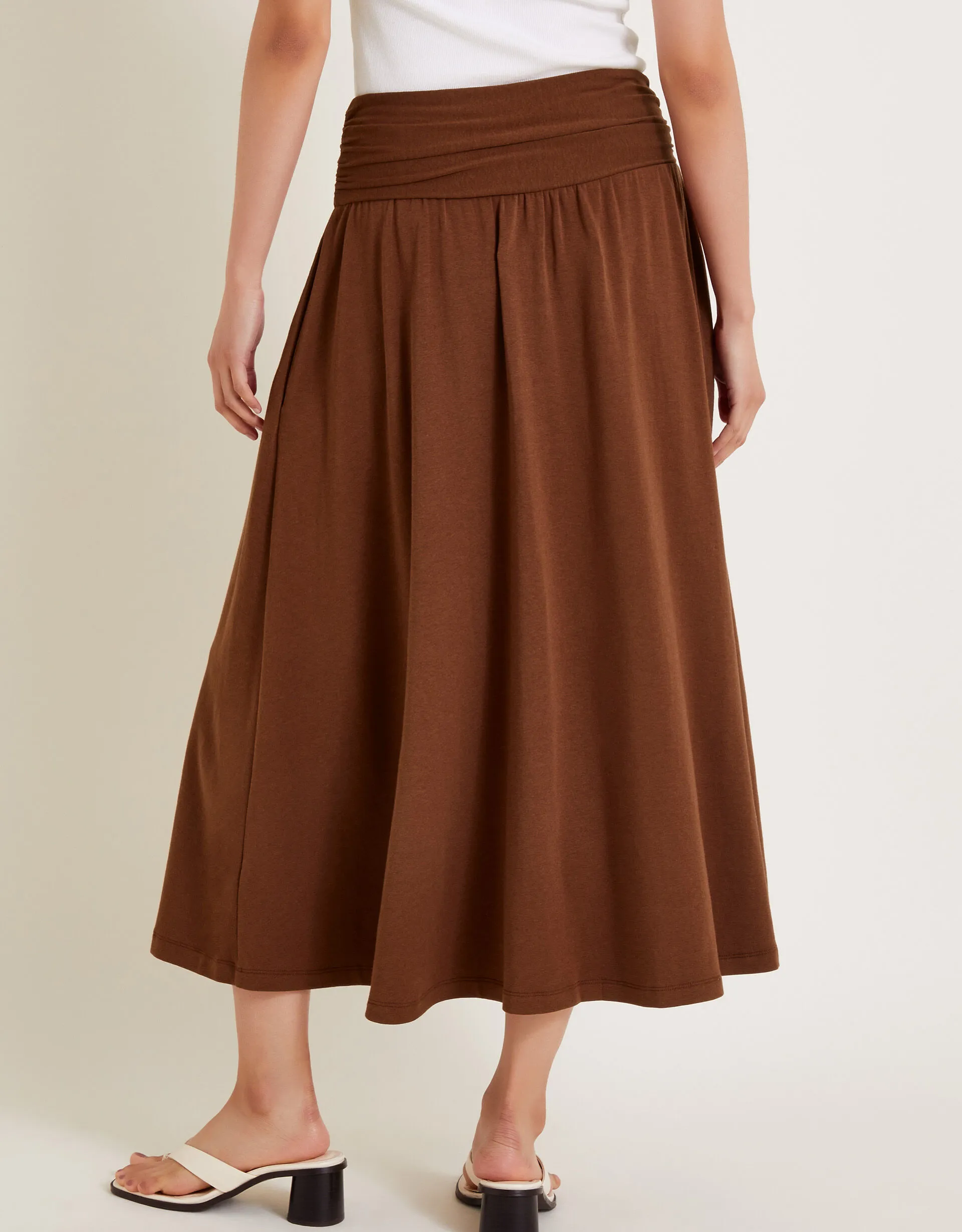 Jourdana Jersey Midi Skirt Brown