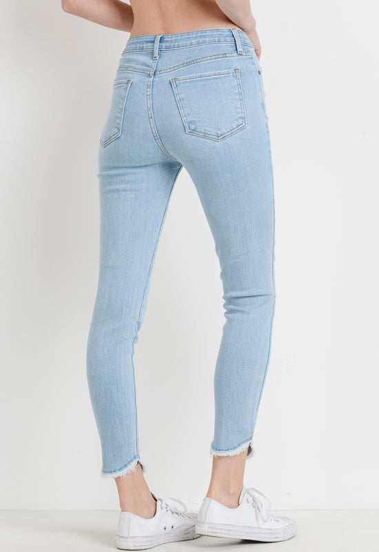 Just Black - Light Blue Denim Tulip Frayed Skinny Jeans