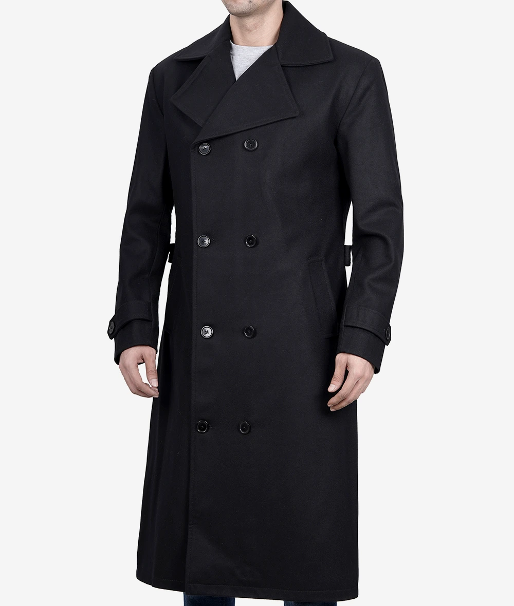 Kenney Mens Double Breasted Black Wool Coat - Premium Quality (Few Left)