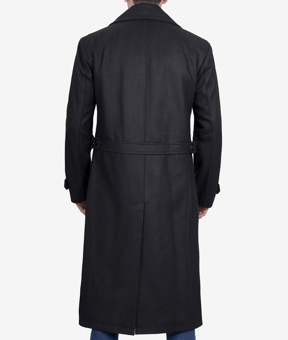 Kenney Mens Double Breasted Black Wool Coat - Premium Quality (Few Left)