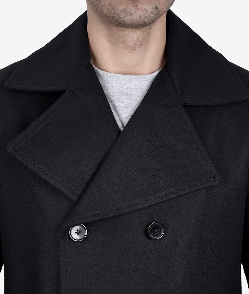 Kenney Mens Double Breasted Black Wool Coat - Premium Quality (Few Left)