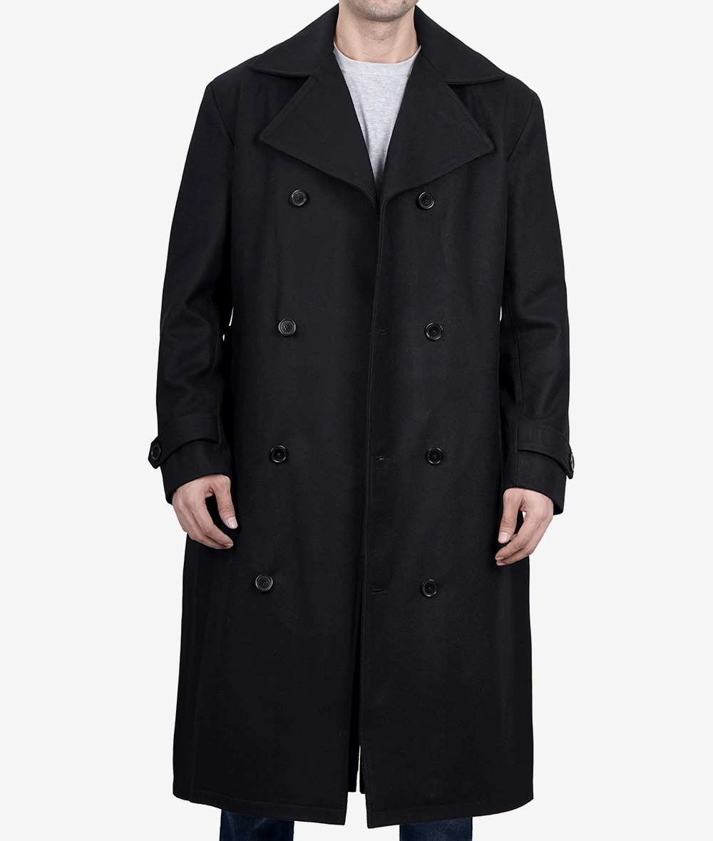 Kenney Mens Double Breasted Black Wool Coat - Premium Quality (Few Left)