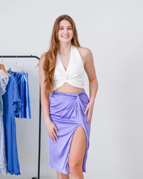 Lavender Haze Satin Midi Skirt