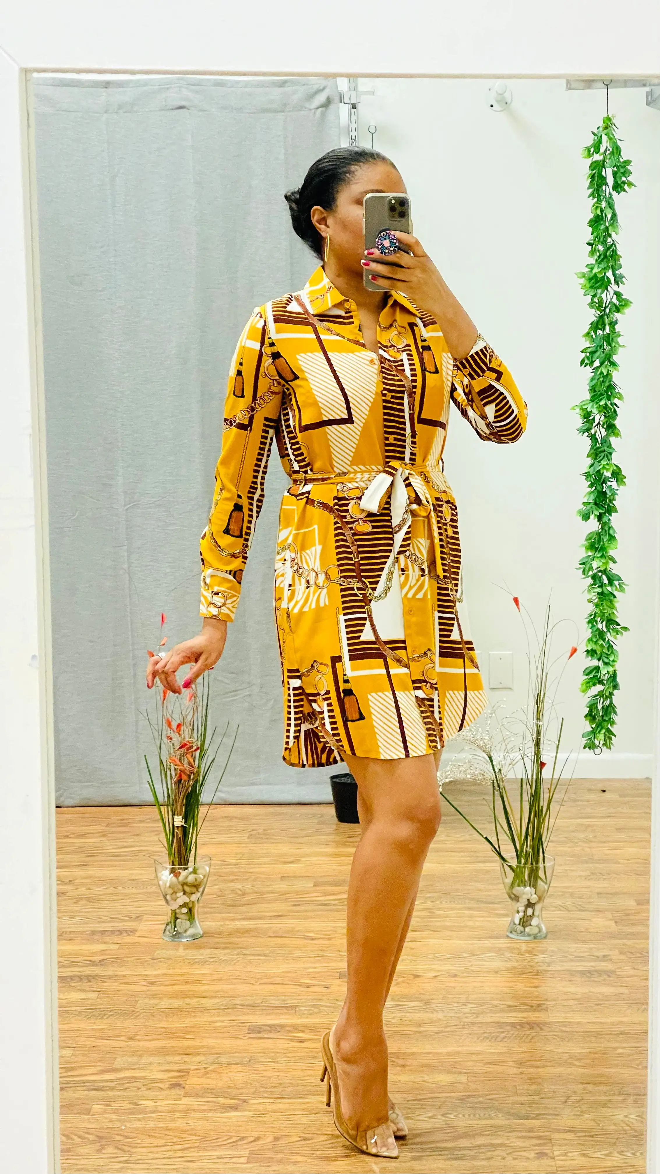 Leann printed shirt dress